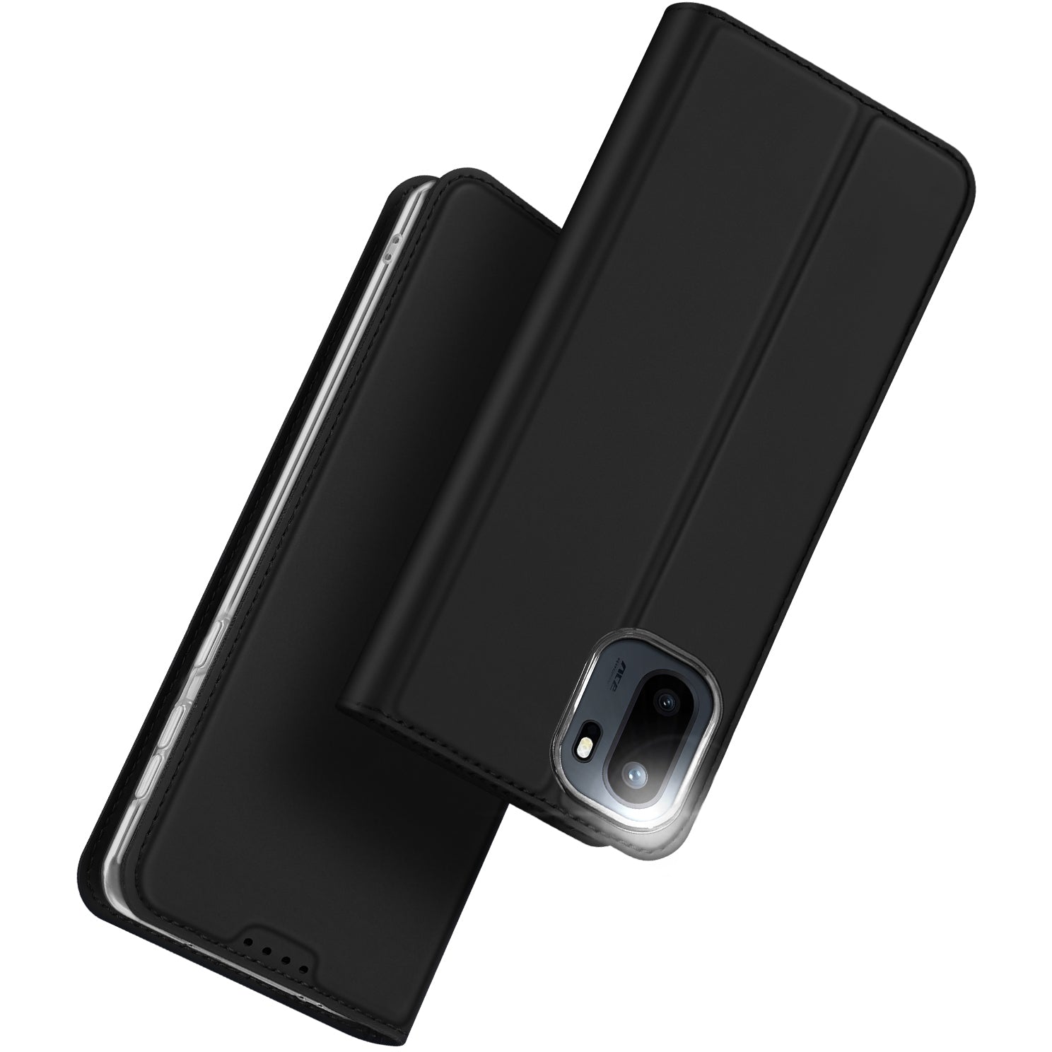 Handyhülle mit Klappe für OnePlus 15R, Dux Ducis Skin Pro, Transparent-Schwarz