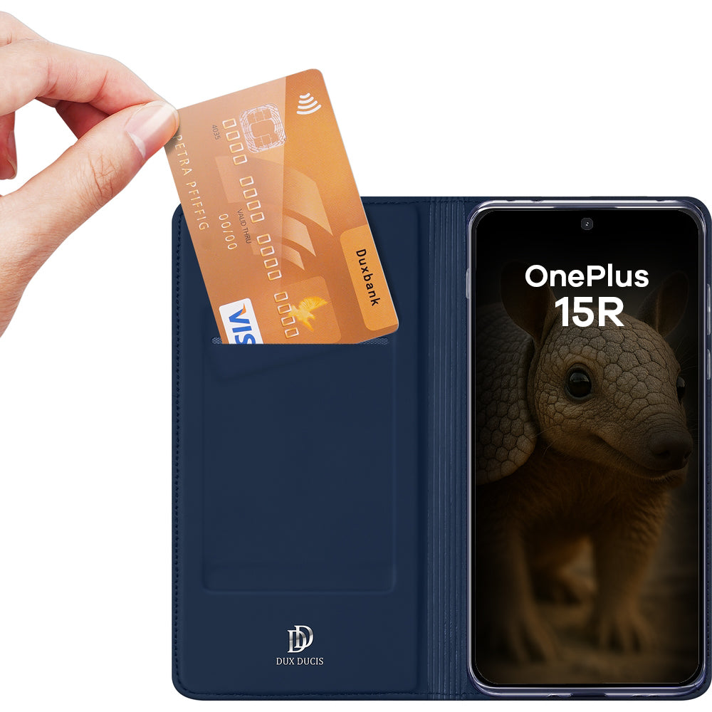 Handyhülle mit Klappe für OnePlus 15R, Dux Ducis Skin Pro, Dunkelblau