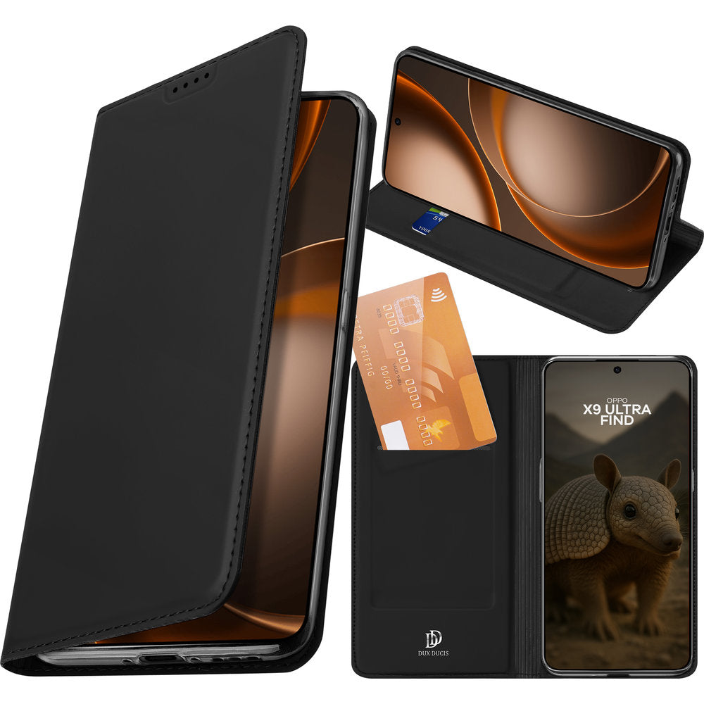 Handyhülle mit Klappe für Oppo Find X9 Ultra, Dux Ducis Skin Pro, Schwarz