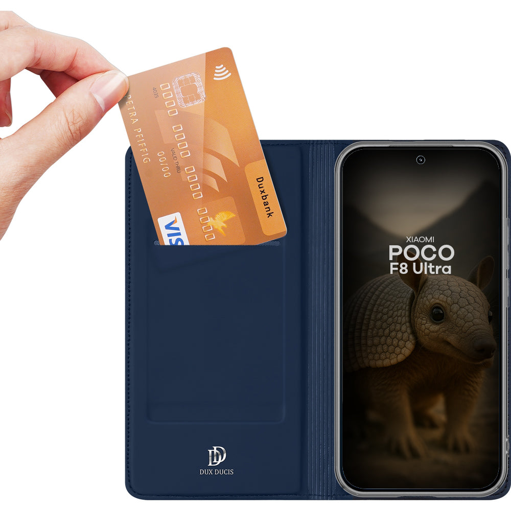 Handyhülle mit Klappe für Xiaomi POCO F8 Ultra, Dux Ducis Skin Pro, Dunkelblau