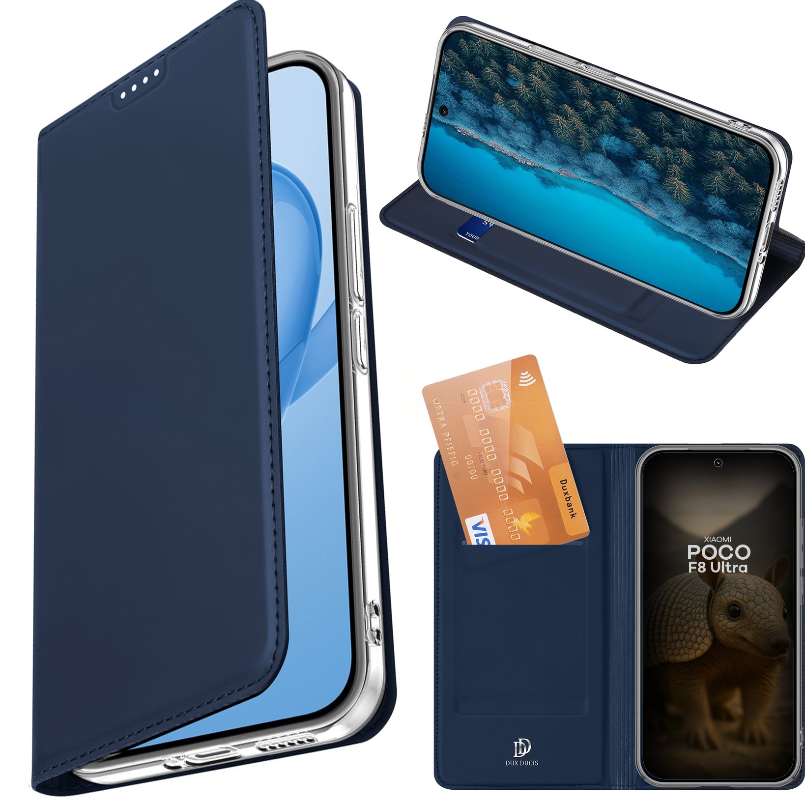 Handyhülle mit Klappe für Xiaomi POCO F8 Ultra, Dux Ducis Skin Pro, Dunkelblau