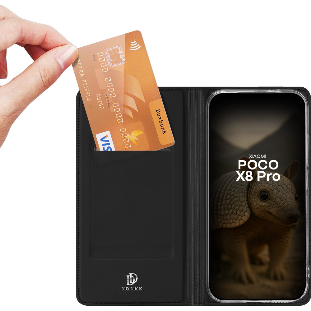 Handyhülle mit Klappe für Xiaomi POCO X8 Pro, Dux Ducis Skin Pro, Schwarz