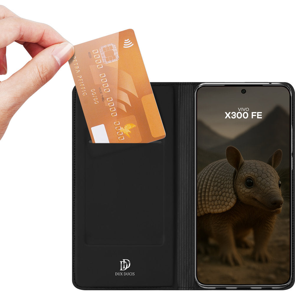 Handyhülle mit Klappe für Vivo X300 FE, Dux Ducis Skin Pro, Schwarz