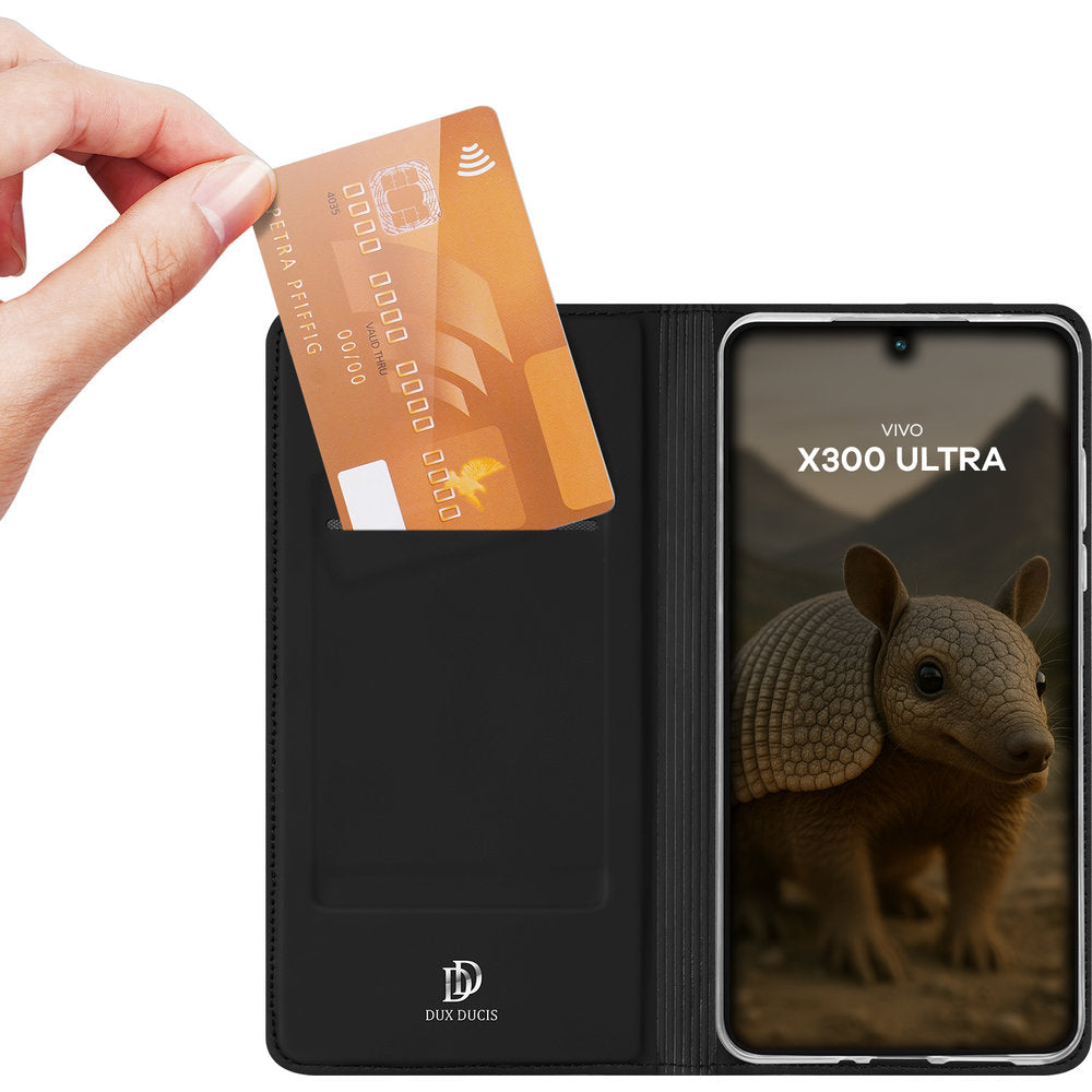 Handyhülle mit Klappe für Vivo X300 Ultra, Dux Ducis Skin Pro, Schwarz