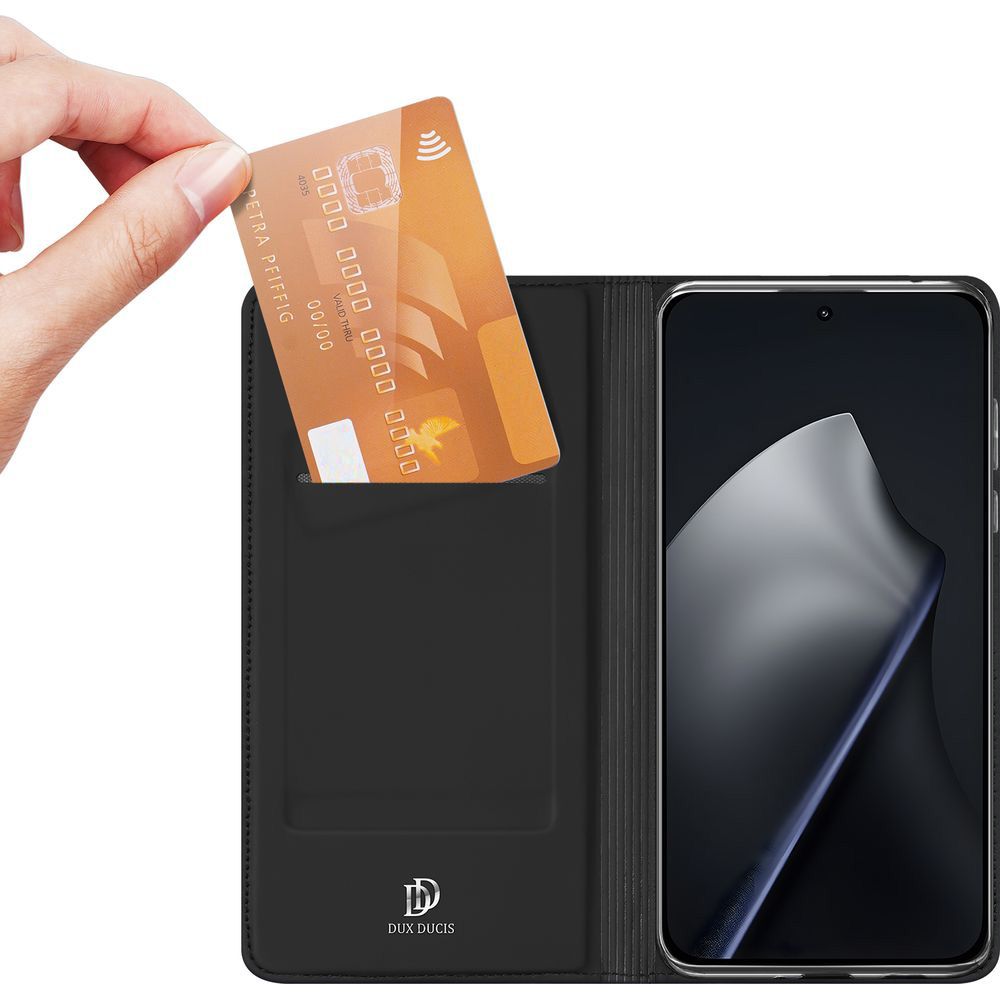 Handyhülle mit Klappe für Xiaomi 15T, Dux Ducis Skin Pro, Schwarz