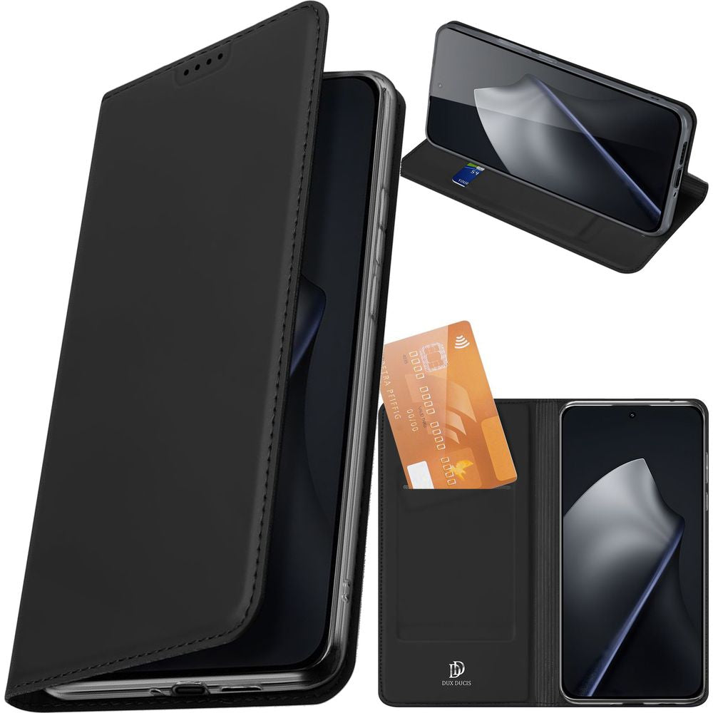 Handyhülle mit Klappe für Xiaomi 15T, Dux Ducis Skin Pro, Schwarz