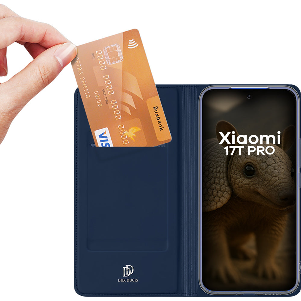 Handyhülle mit Klappe für Xiaomi 17T Pro, Dux Ducis Skin Pro, Dunkelblau