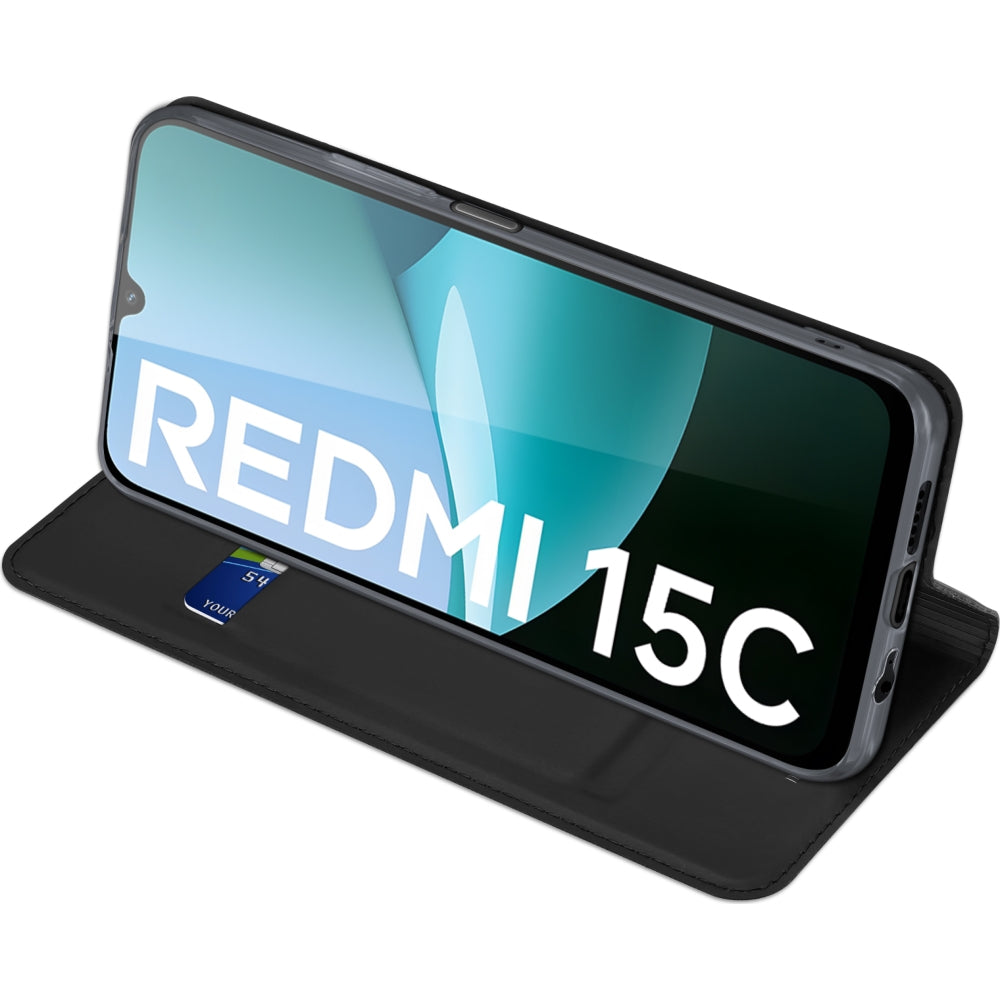 Handyhülle mit Klappe für Xiaomi Redmi 15C, Dux Ducis Skin Pro, Schwarz