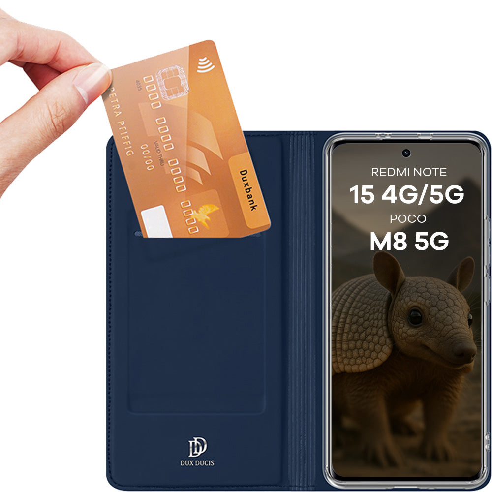 Handyhülle mit Klappe für Xiaomi Redmi Note 15 4G / 5G / POCO M8 5G, Dux Ducis Skin Pro, Dunkelblau