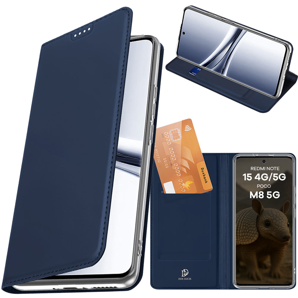 Handyhülle mit Klappe für Xiaomi Redmi Note 15 4G / 5G / POCO M8 5G, Dux Ducis Skin Pro, Dunkelblau