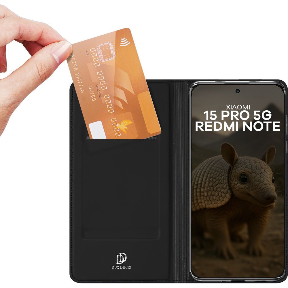 Handyhülle mit Klappe für Xiaomi Redmi Note 15 Pro 5G, Dux Ducis Skin Pro, Schwarz