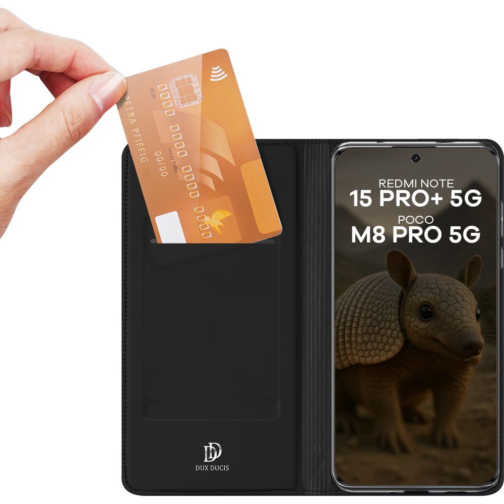 Handyhülle mit Klappe für Xiaomi Redmi Note 15 Pro Plus 5G / POCO M8 Pro 5G, Dux Ducis Skin Pro, Schwarz