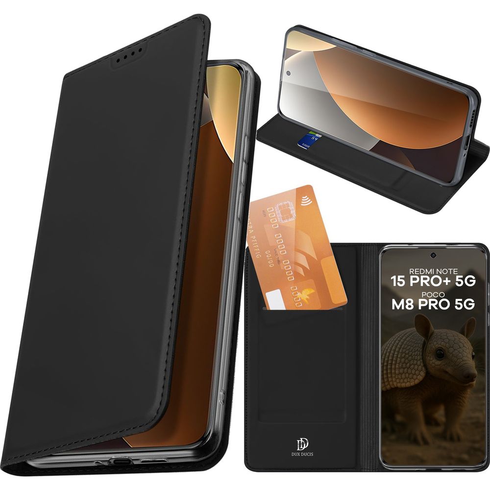 Handyhülle mit Klappe für Xiaomi Redmi Note 15 Pro Plus 5G / POCO M8 Pro 5G, Dux Ducis Skin Pro, Schwarz