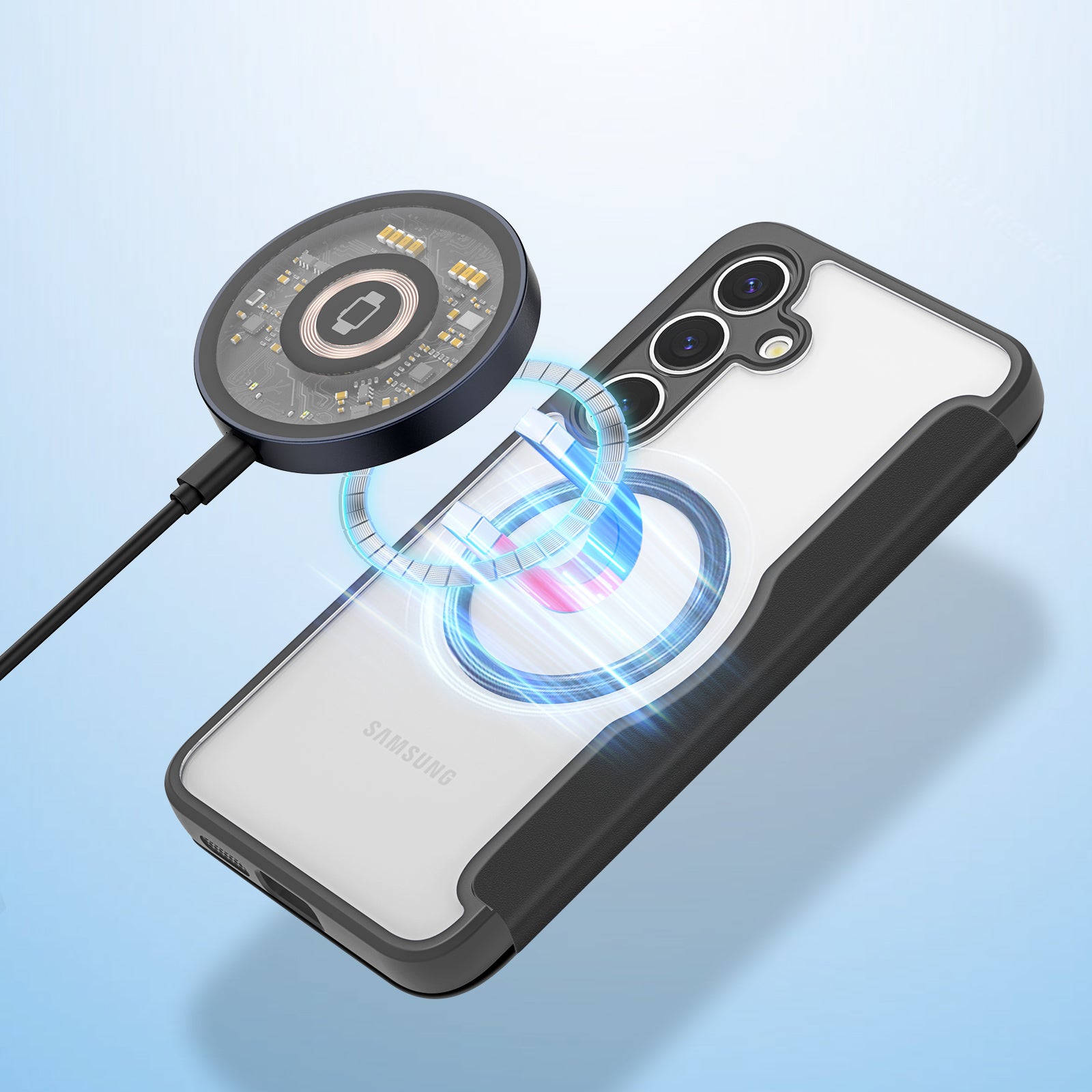 Handyhülle für Galaxy S25, Dux Ducis Skin X Pro Magnetic mit MagSafe, Schwarz