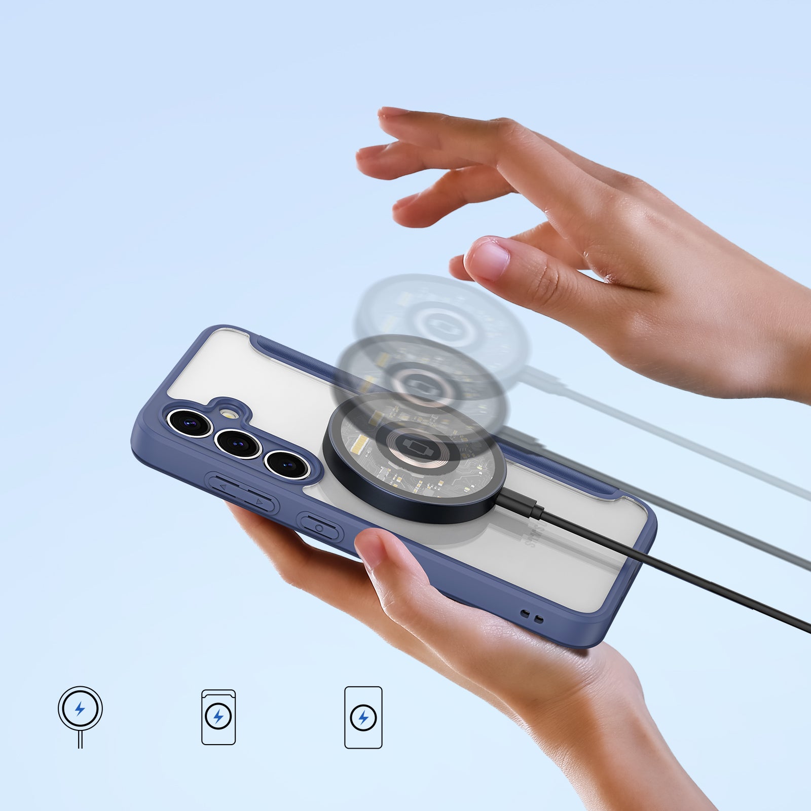 Handyhülle für Galaxy S25 Plus, Dux Ducis Skin X Pro Magnetic mit MagSafe, Dunkelblau