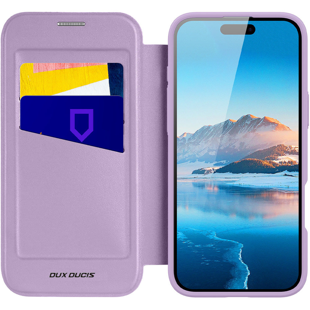 Handyhülle für iPhone 17 Pro Max mit MagSafe, Dux Ducis Skin X Pro Magnetic, Transparent und Violett