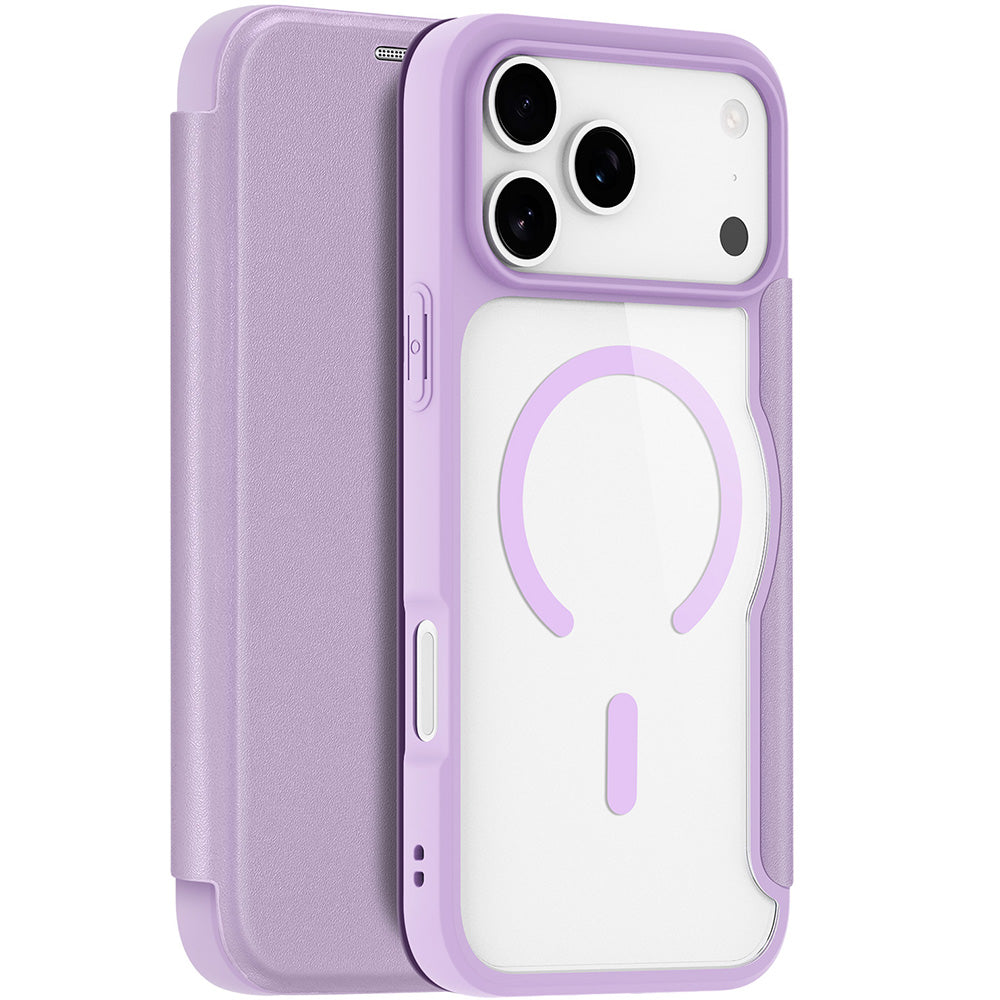 Handyhülle für iPhone 17 Pro Max mit MagSafe, Dux Ducis Skin X Pro Magnetic, Transparent und Violett