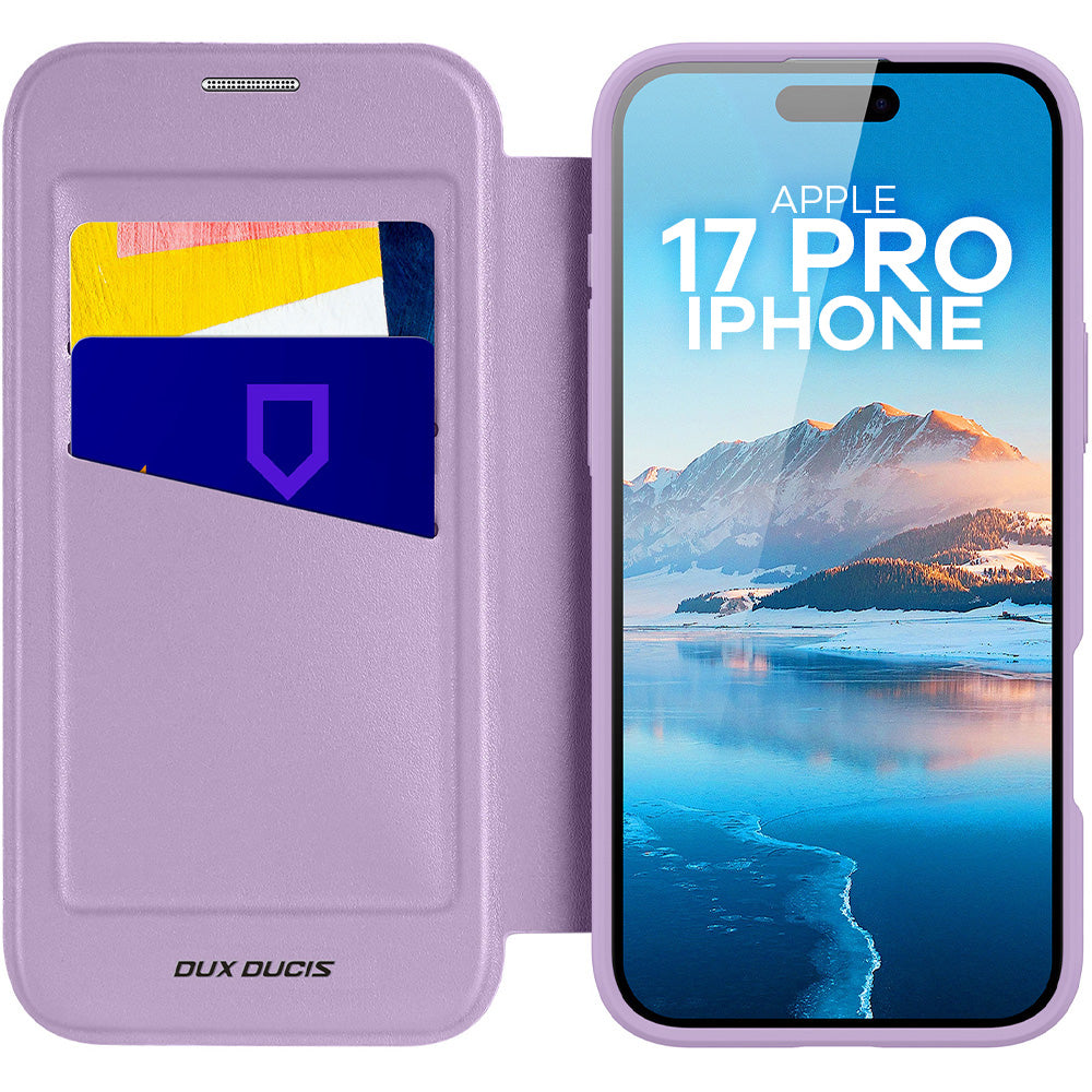 Handyhülle für iPhone 17 Pro mit MagSafe, Dux Ducis Skin X Pro Magnetic, Transparent und Violett