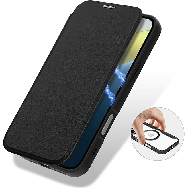 Schutzhülle für iPhone 16, Dux Ducis Skin X Pro Magnetic, Schwarz und Transparent