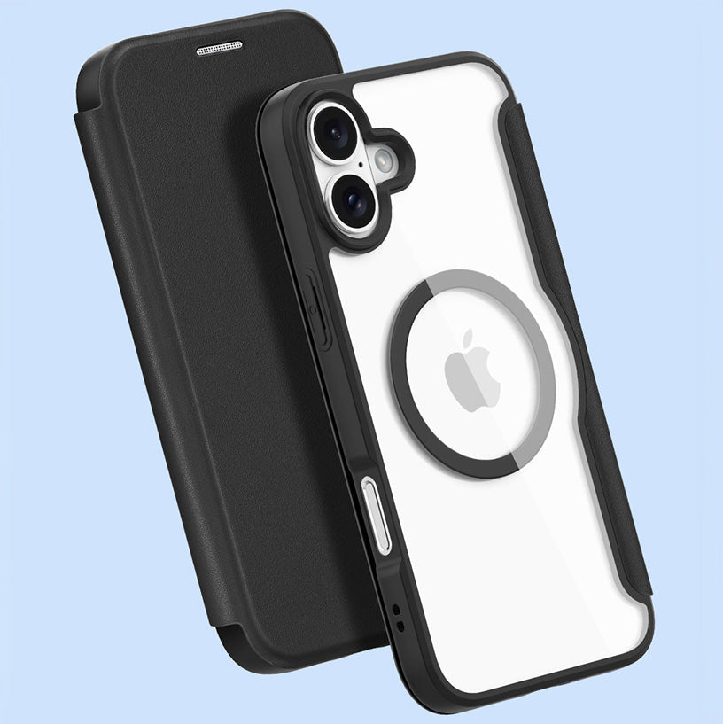 Schutzhülle für iPhone 16, Dux Ducis Skin X Pro Magnetic, Schwarz und Transparent