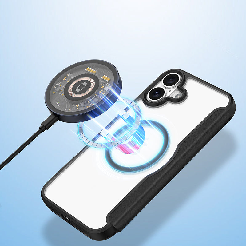 Schutzhülle für iPhone 16, Dux Ducis Skin X Pro Magnetic, Schwarz und Transparent