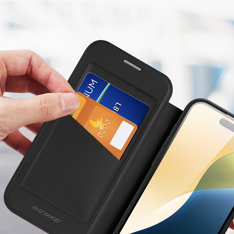 Schutzhülle für iPhone 16, Dux Ducis Skin X Pro Magnetic, Schwarz und Transparent