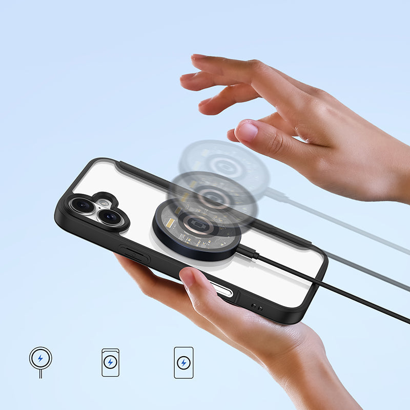 Schutzhülle für iPhone 16, Dux Ducis Skin X Pro Magnetic, Schwarz und Transparent