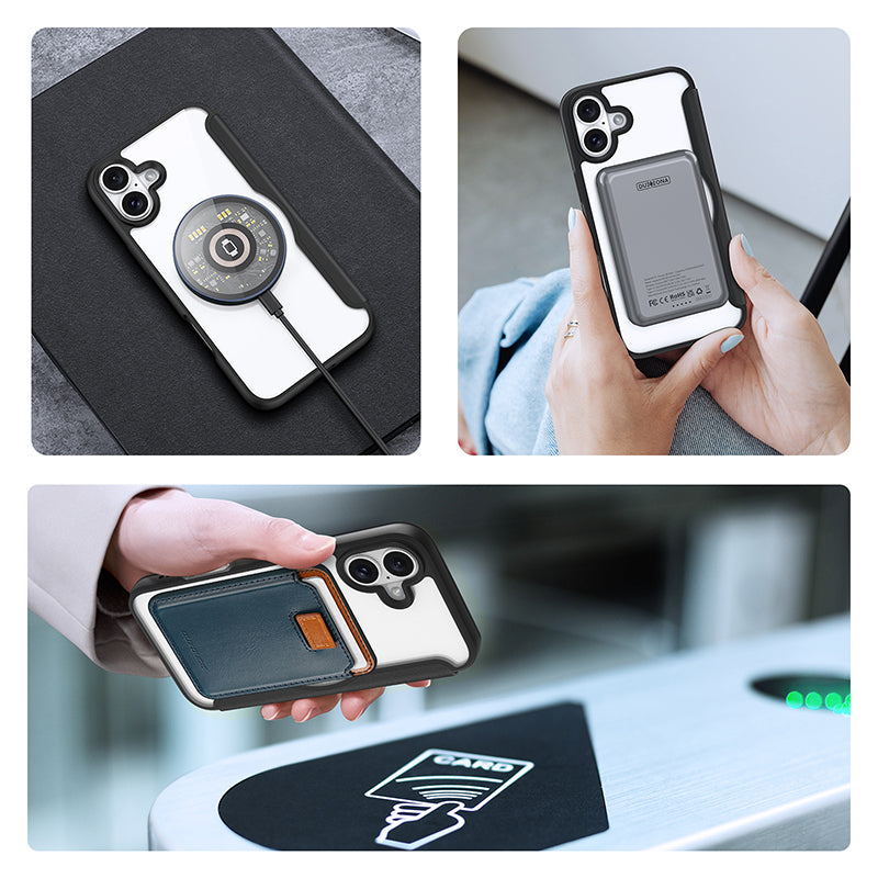 Schutzhülle für iPhone 16, Dux Ducis Skin X Pro Magnetic, Schwarz und Transparent