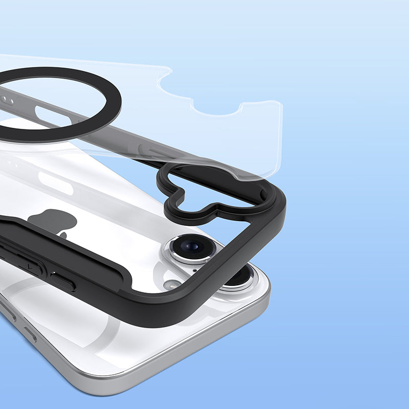 Schutzhülle für iPhone 16, Dux Ducis Skin X Pro Magnetic, Schwarz und Transparent