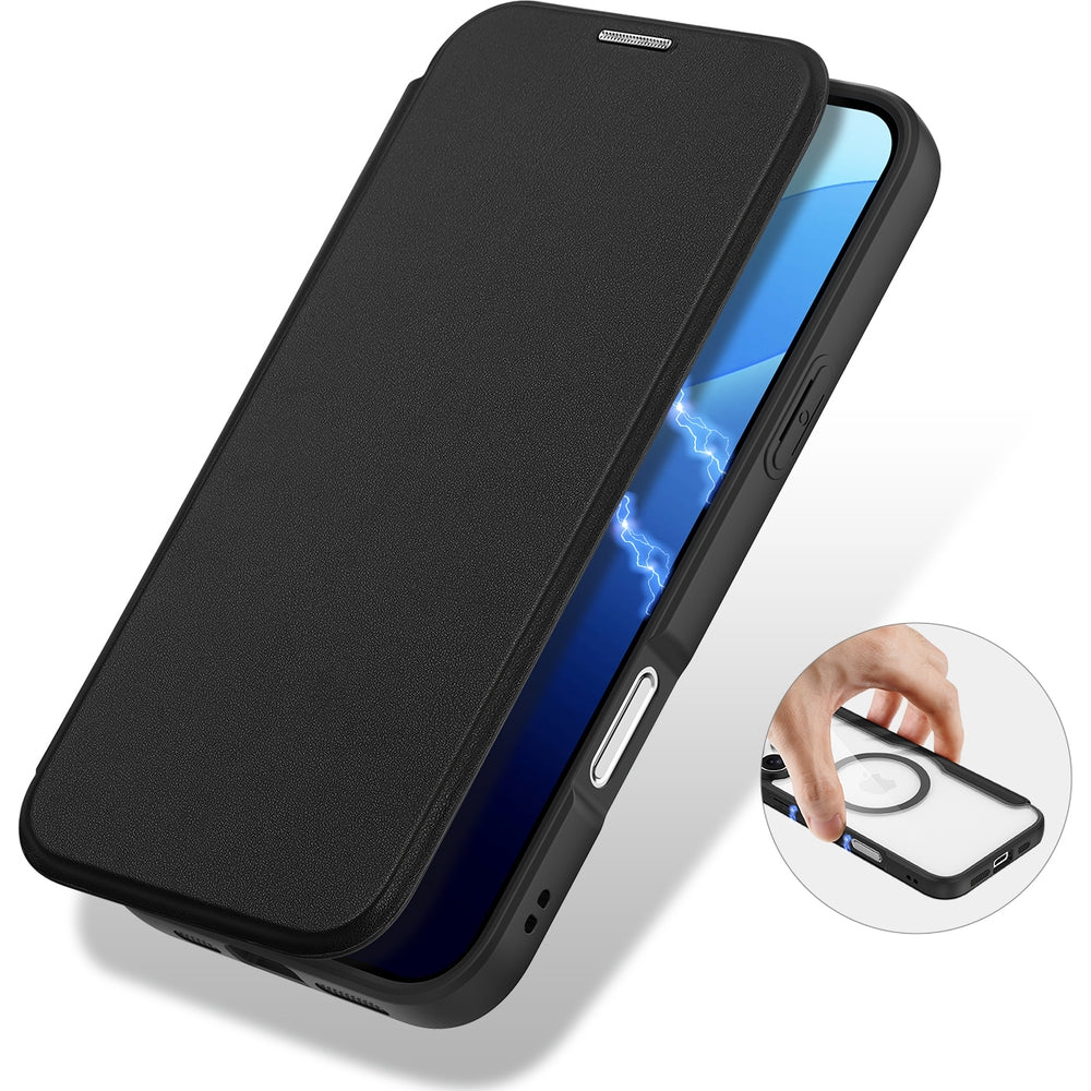 Handyhülle für iPhone 16 Pro, Dux Ducis Skin X Pro Magnetic, Schwarz und Transparent