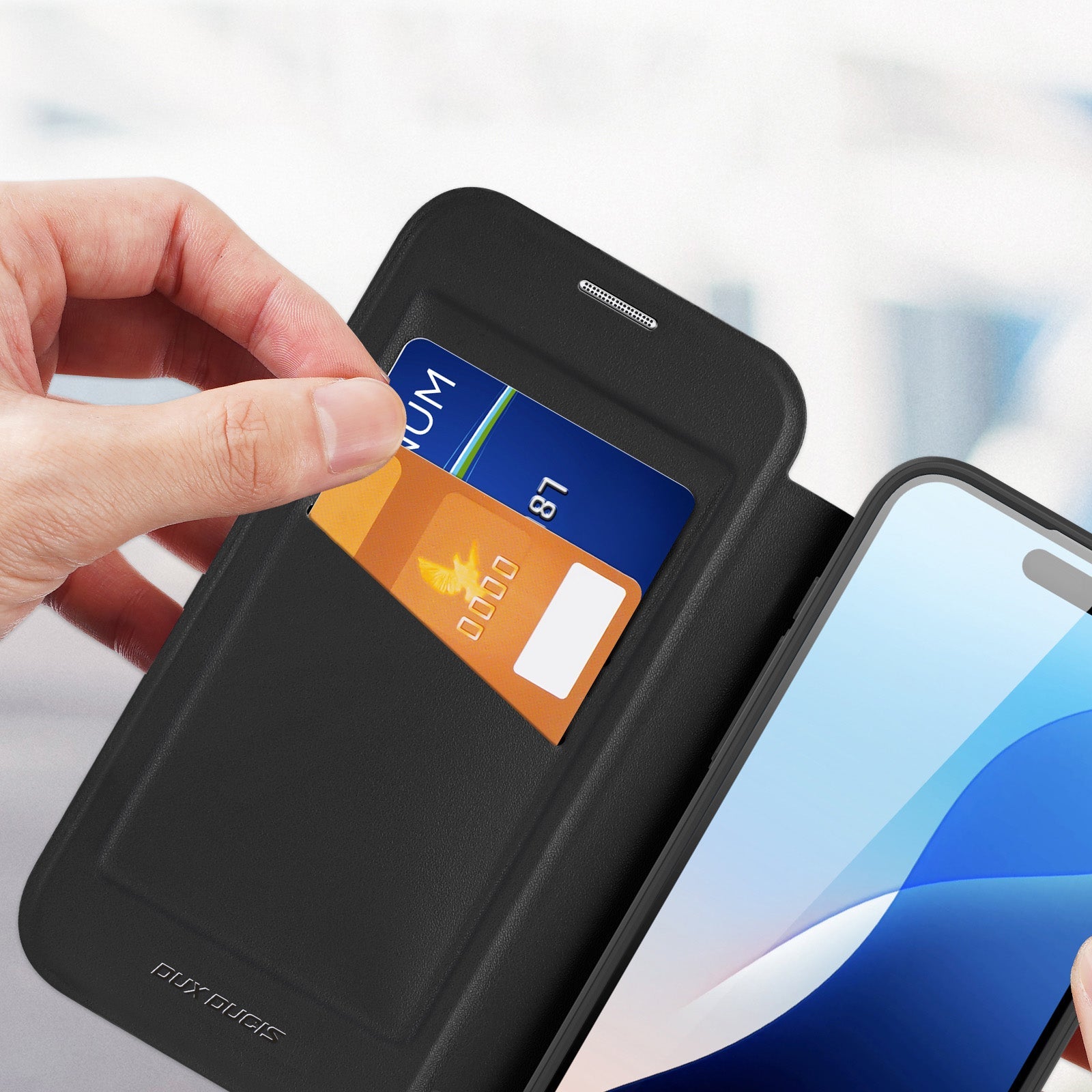 Handyhülle für iPhone 16 Pro, Dux Ducis Skin X Pro Magnetic, Schwarz und Transparent
