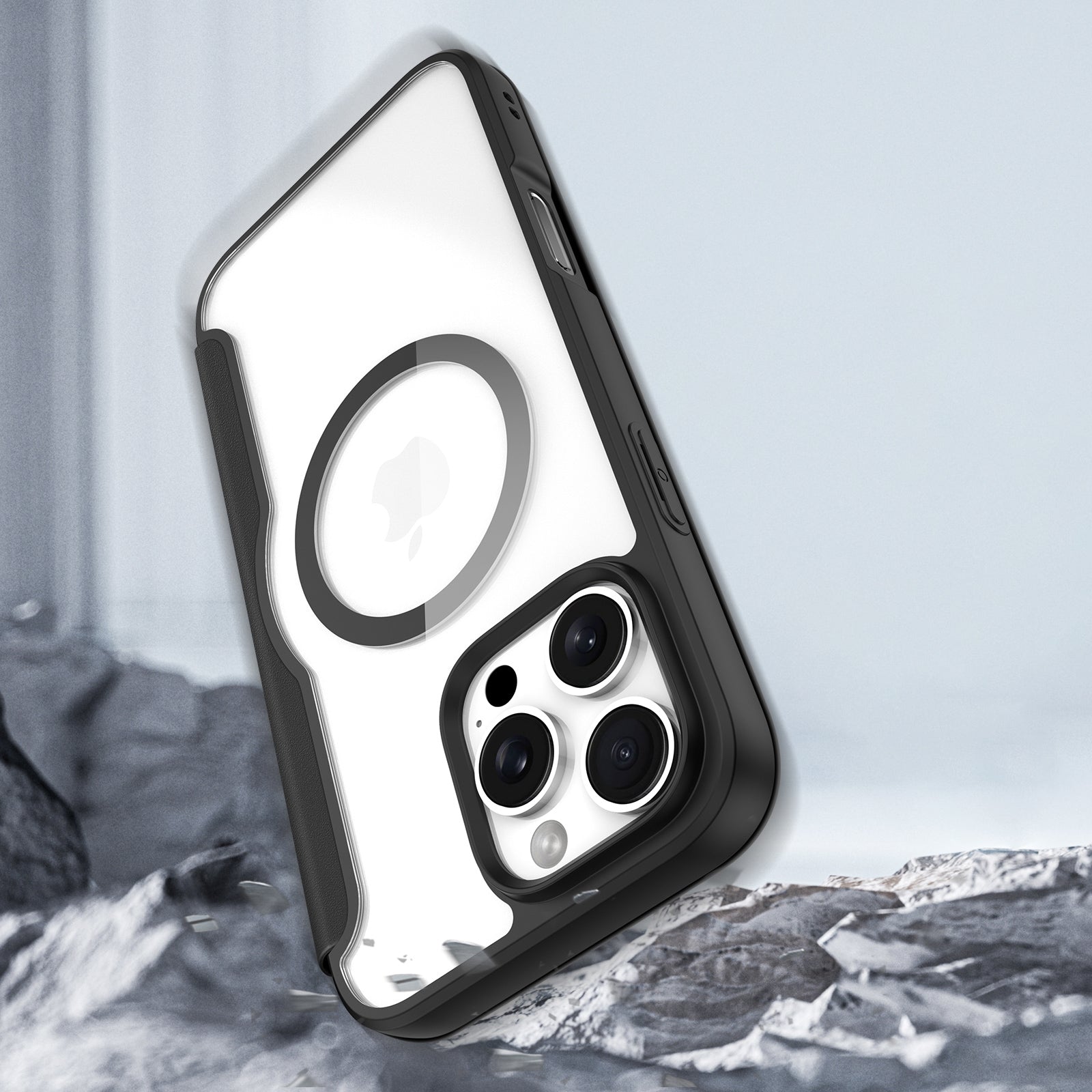 Handyhülle für iPhone 16 Pro, Dux Ducis Skin X Pro Magnetic, Schwarz und Transparent