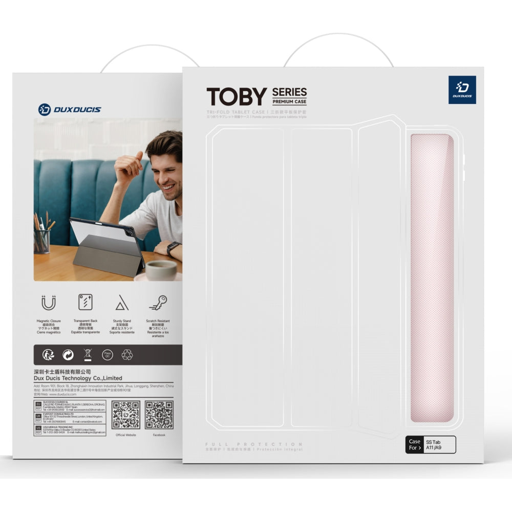 Schutzhülle mit Klappe für Galaxy Tab A11 / A9, Dux Ducis Toby, Rosa