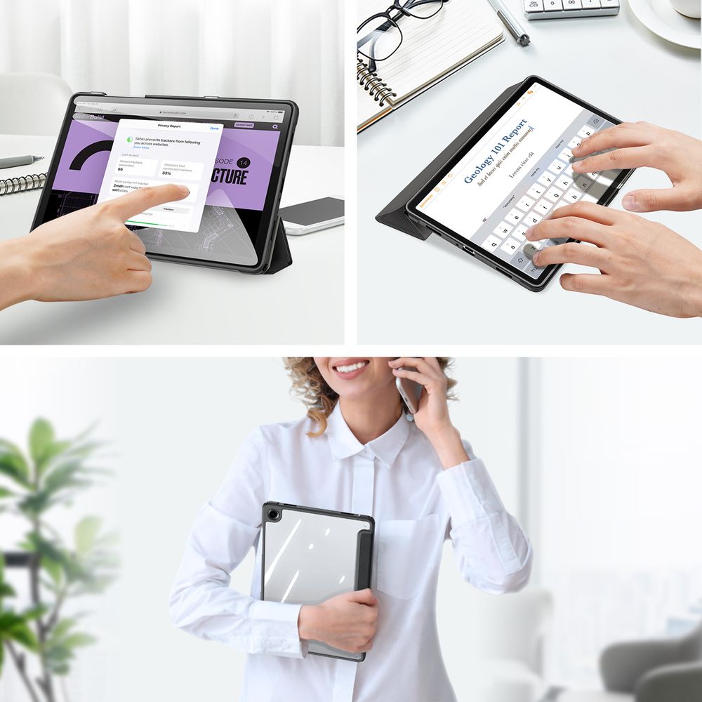 Schutzhülle mit Klappe für Galaxy Tab A11 Plus / A9 Plus, Dux Ducis Toby, Schwarz