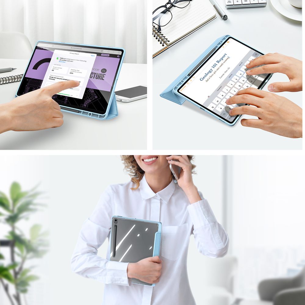Schutzhülle mit Klappe für Galaxy Tab S10 FE Plus, Dux Ducis Toby, Blau