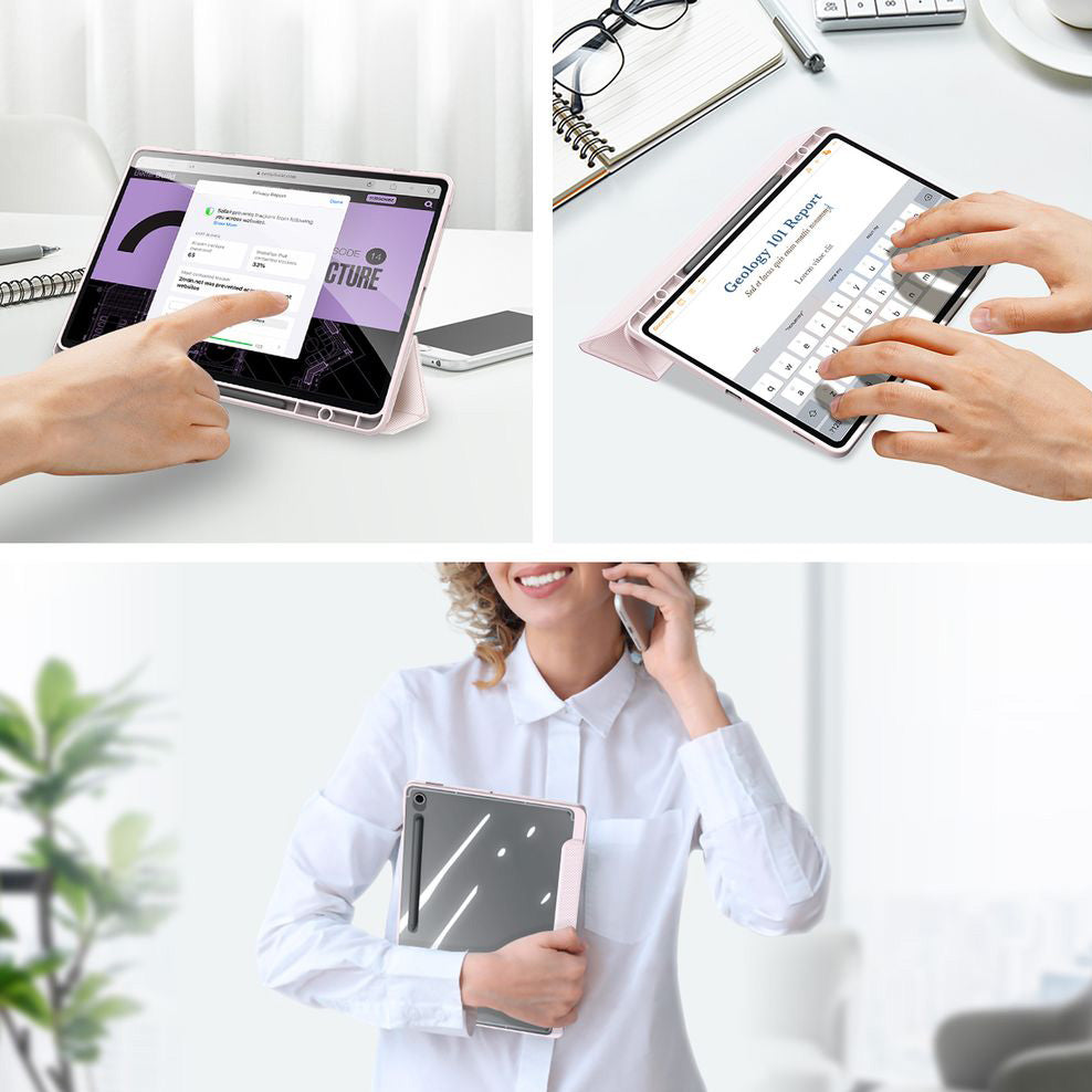 Schutzhülle mit Klappe für Galaxy Tab S10 FE Plus, Dux Ducis Toby, Rosa