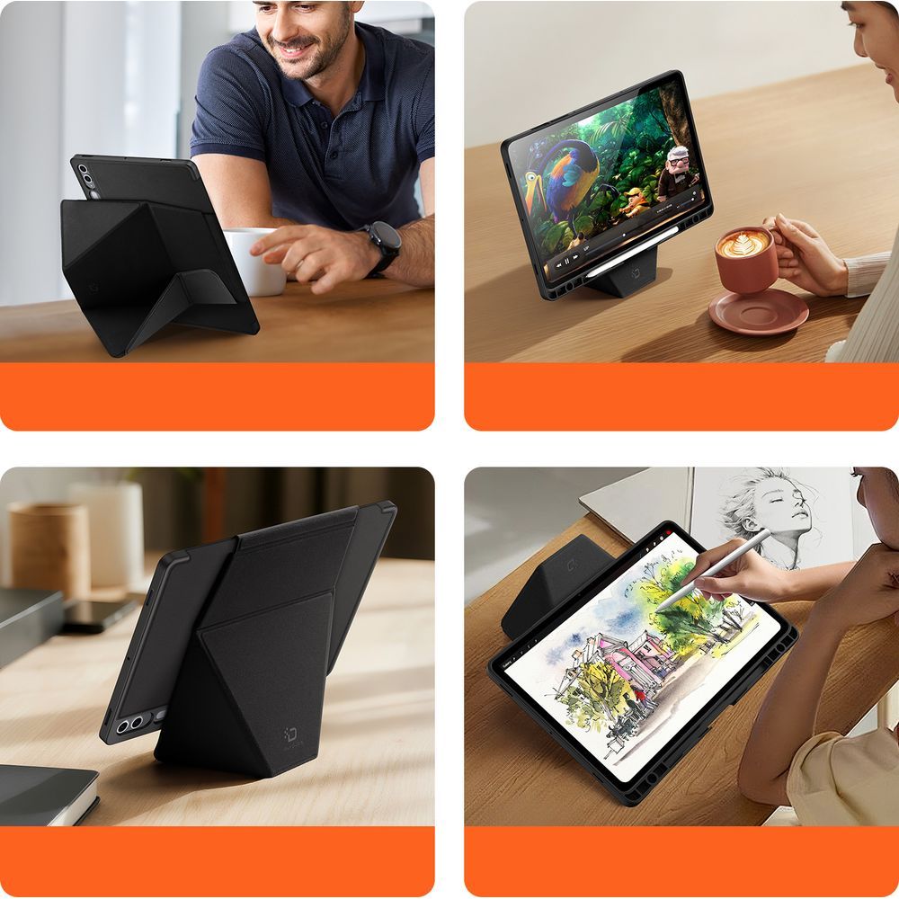 Schutzhülle mit Klappe für Galaxy Tab S10 Plus / S9 FE Plus / S9 Plus, Dux Ducis Vers, Schwarz