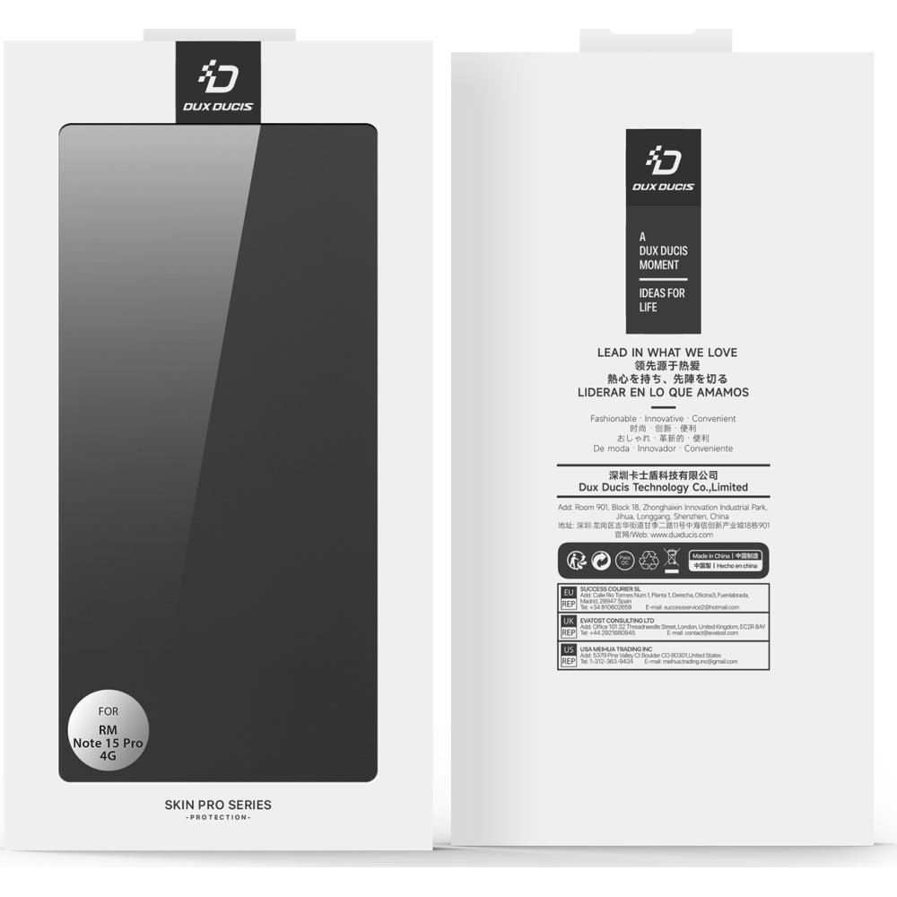 Handyhülle mit Klappe für Xiaomi Redmi Note 15 Pro 4G, Dux Ducis Skin Pro, Schwarz