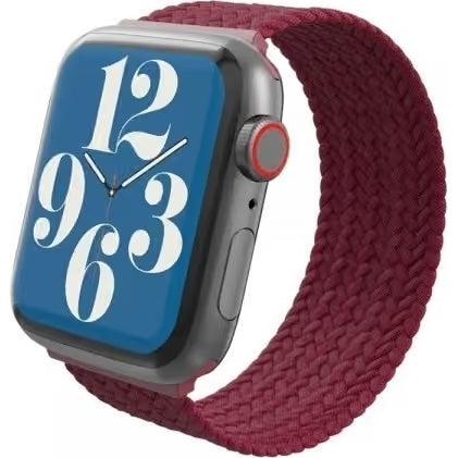 Armband für Apple Watch 44/45/46/49 mm, Zagg Gear4 Braided Watch Band, Größe M, Dunkelrot (3/4)