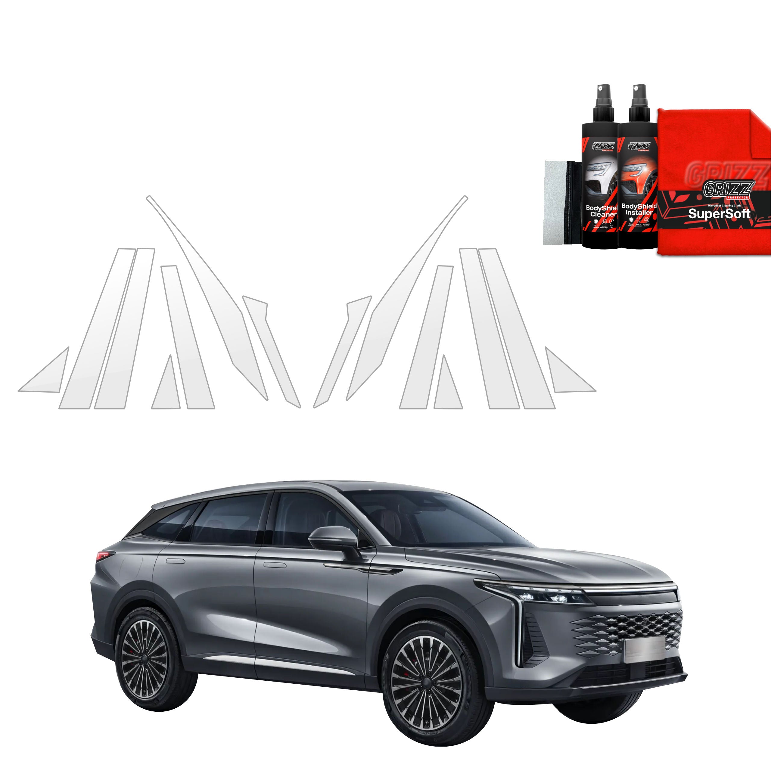 14in1 Schutzfolie Grizz Protector für A-B-C-Säule - OMODA 9 Super Hybrid (2025-2026)