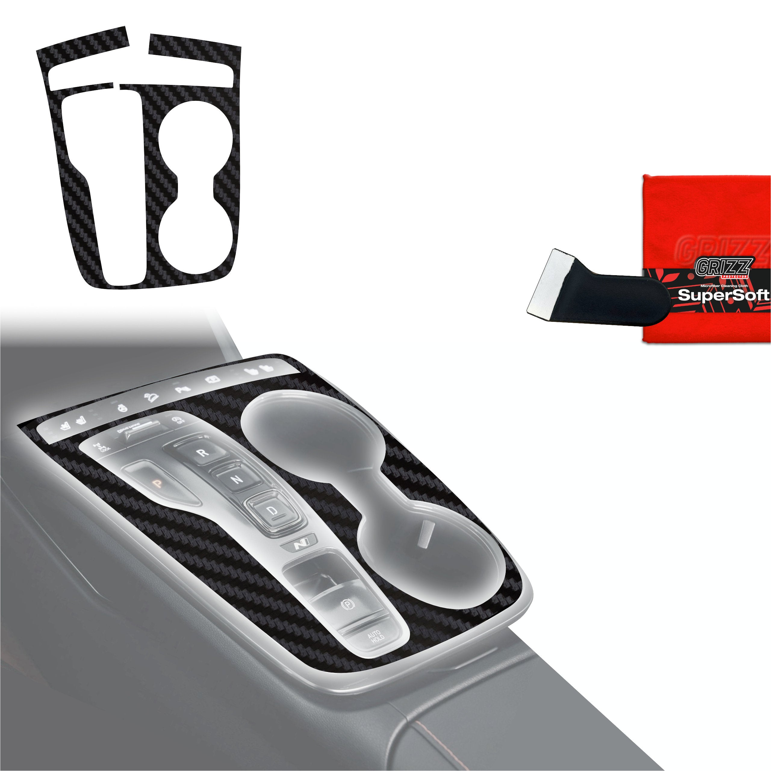Schutzfolien Grizz Protector für Mittelkonsole - Hyundai Tucson N-Line (2021-2024) Carbon Optik Matt Antifingerprint