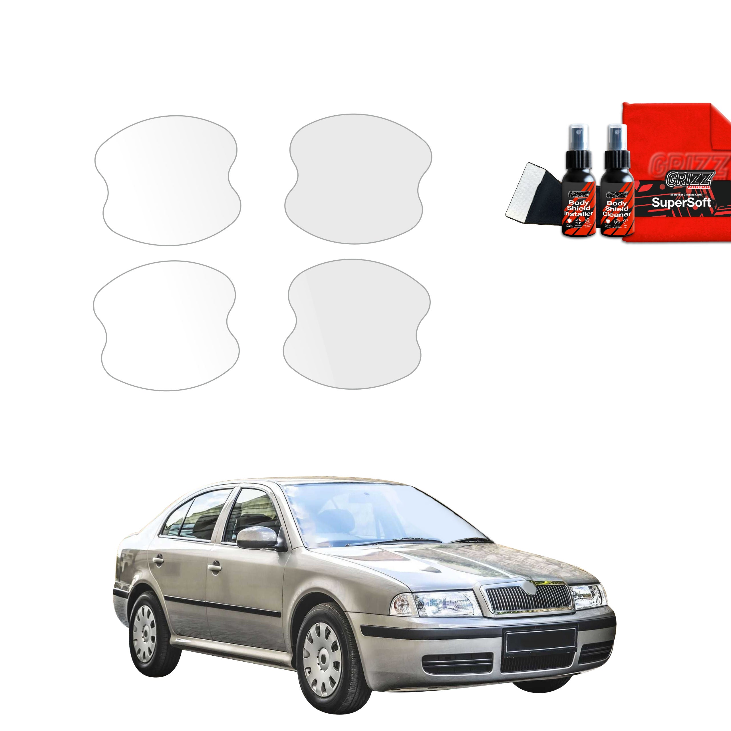 4in1 Schutzfolie Grizz Protector für Türgriffmulden - Skoda Octavia (1996-2010)