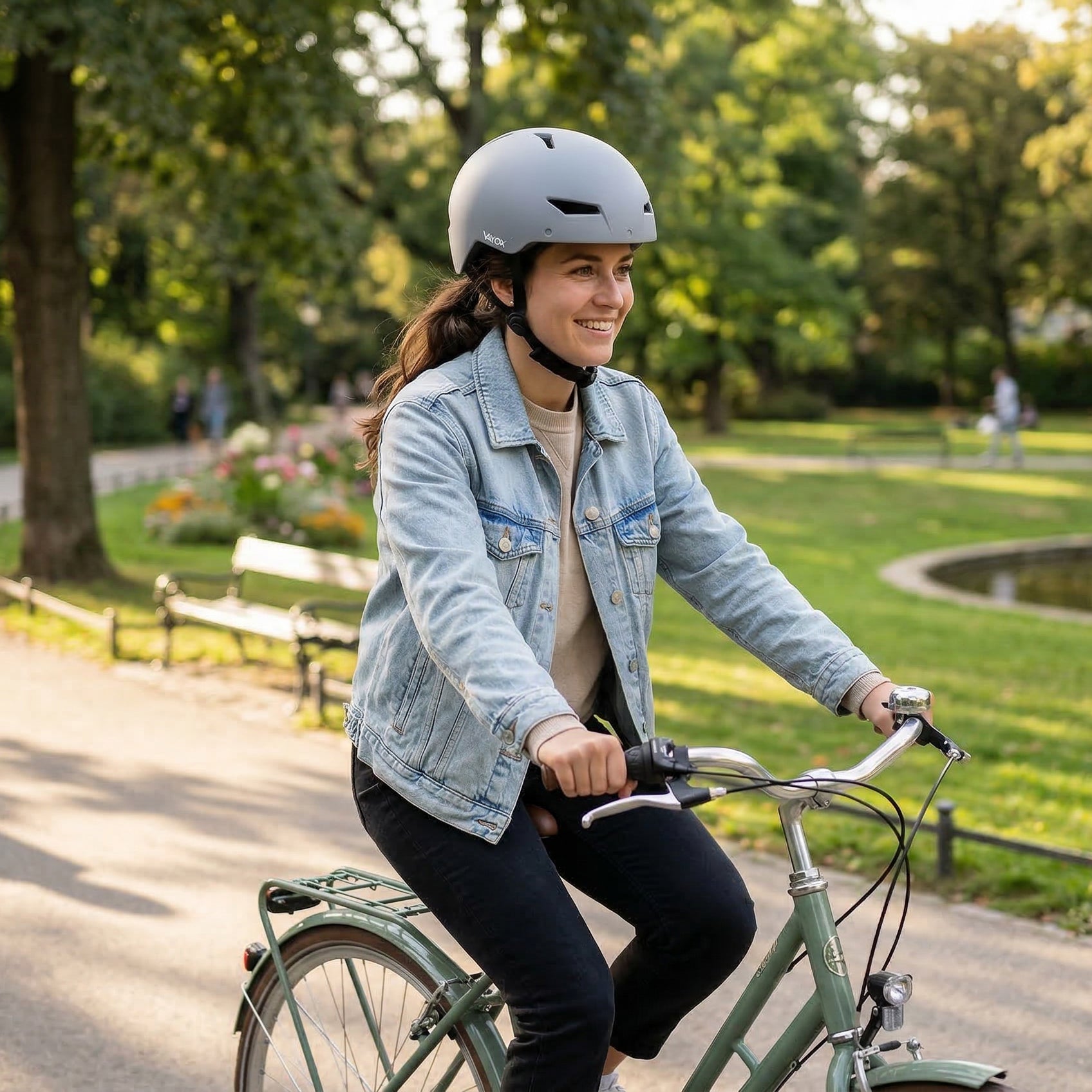 Fahrradhelm mit LED-Licht, Vayox Street VA0423GREM 55-58 cm, Grau