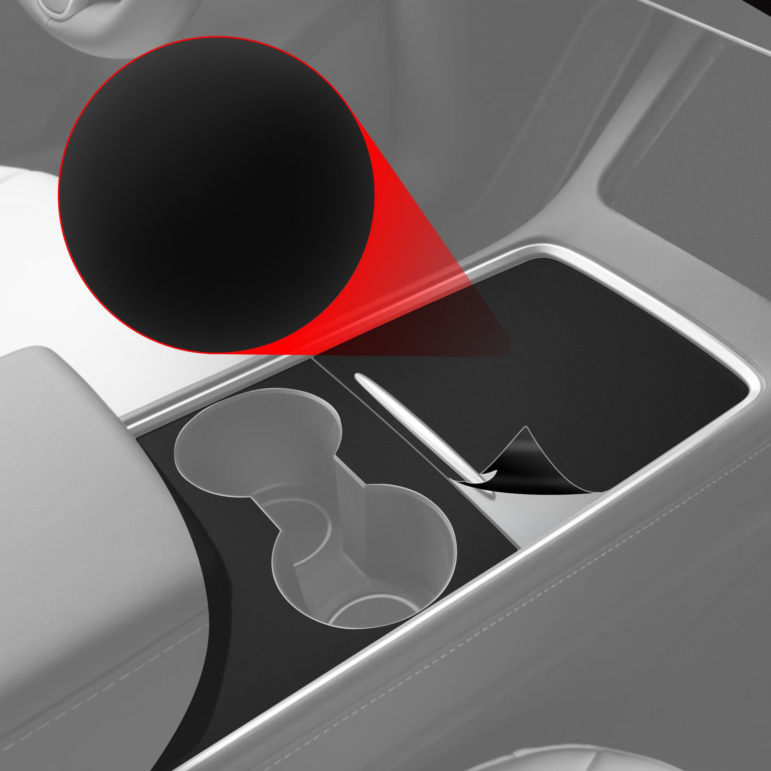 3in1 Schutzfolien Grizz Protector für Mittelkonsole - Volkswagen T-Cross (2025-2026) Schwarz Matt Antifingerprint