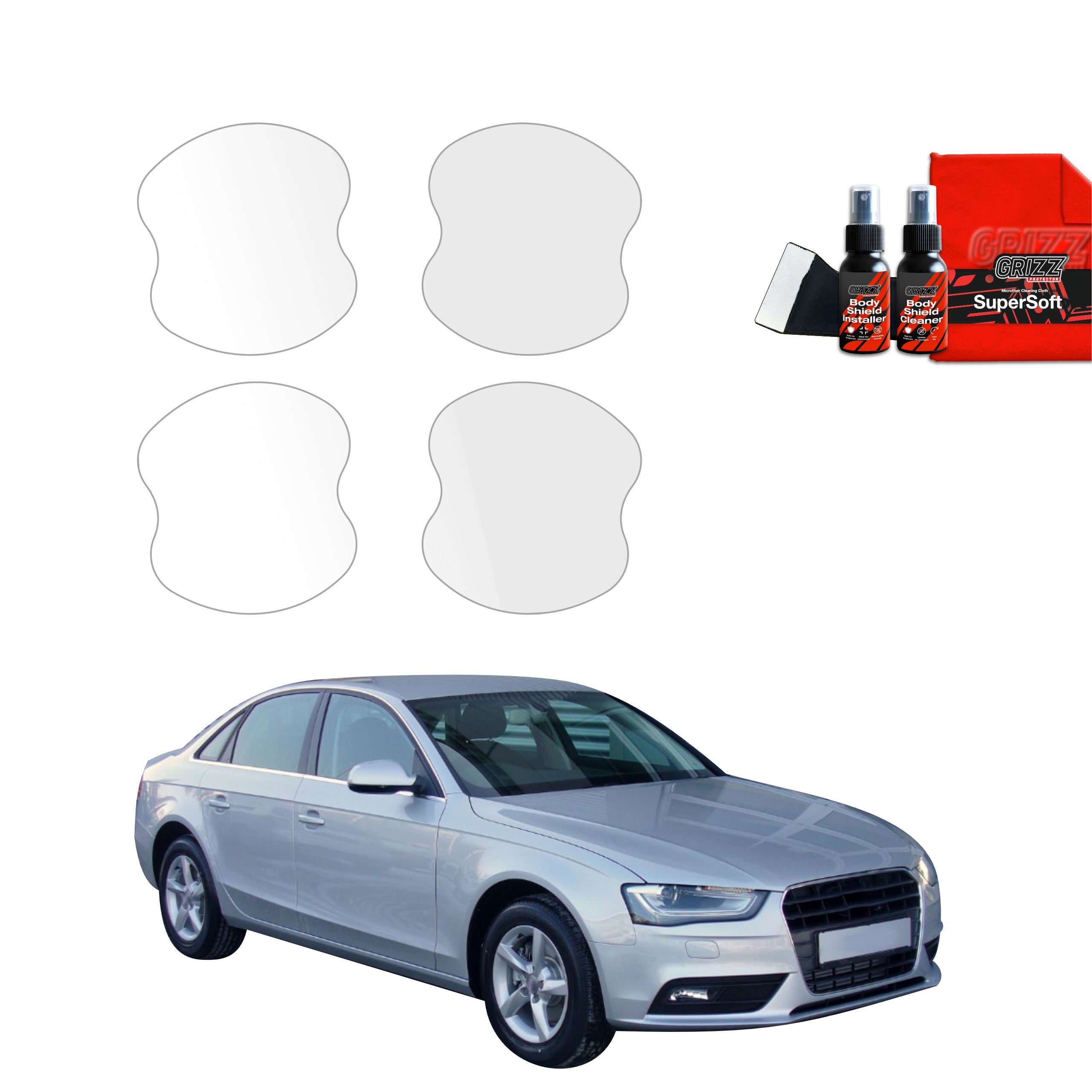 4in1 Schutzfolie Grizz Protector für Türgriffmulden - Audi A4 B8 Sedan Facelifting (2011-2015)
