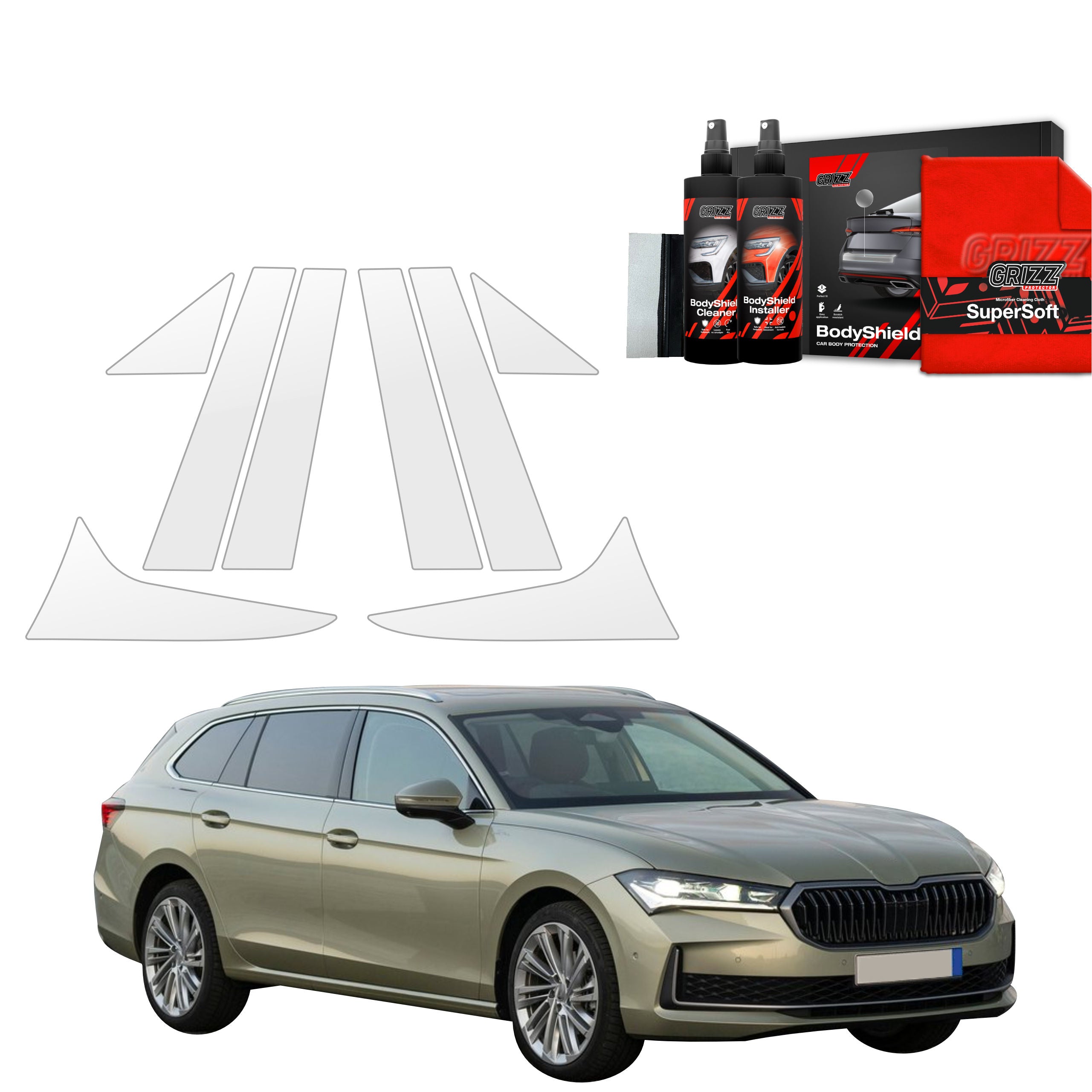 8in1 Schutzfolie Grizz Protector für B-C-Säule - Skoda Superb 4 Combi (2024-2026)