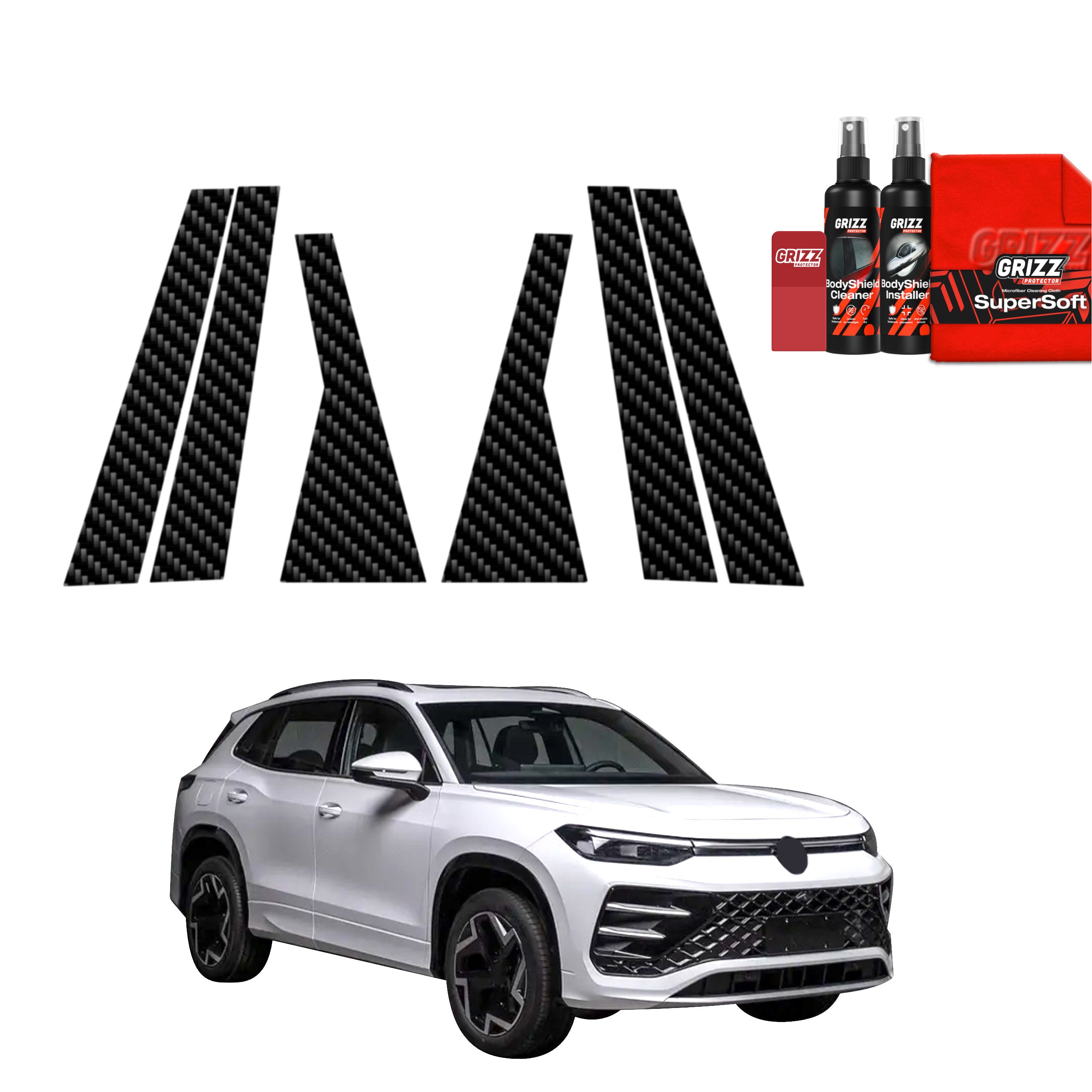 6in1 Kohlenstoff Schutzfolie Grizz Protector für B-C-Säule - Volkswagen Tayron (2025-2026)