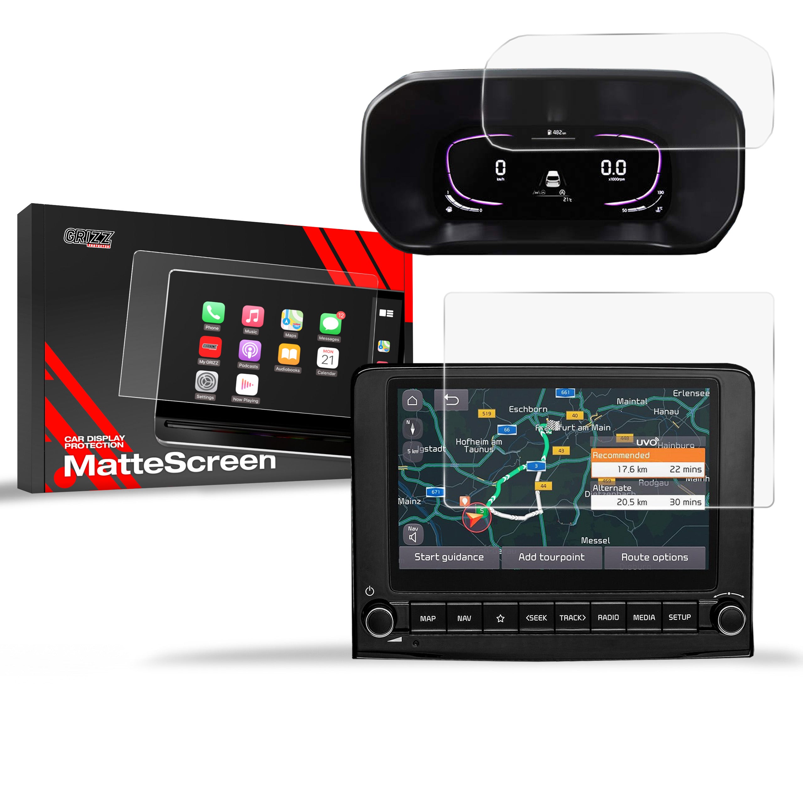 Matte Autodisplayfolie 2in1 für Kia Stonic 8" (2022-2023), Grizz Protector
