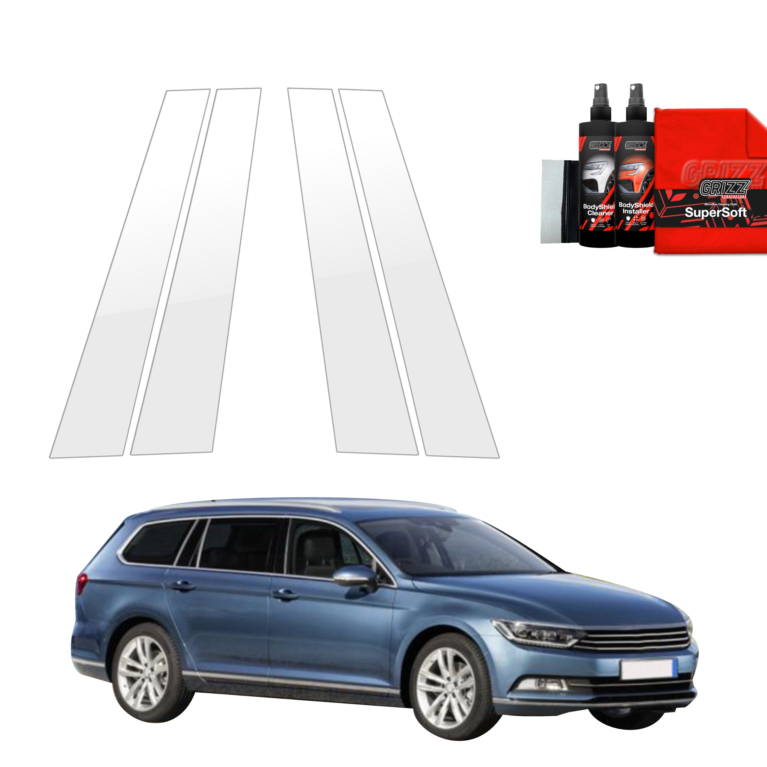 4in1 Schutzfolie Grizz Protector für B-C-Säule - Volkswagen Passat B8 Kombi (2014-2022)