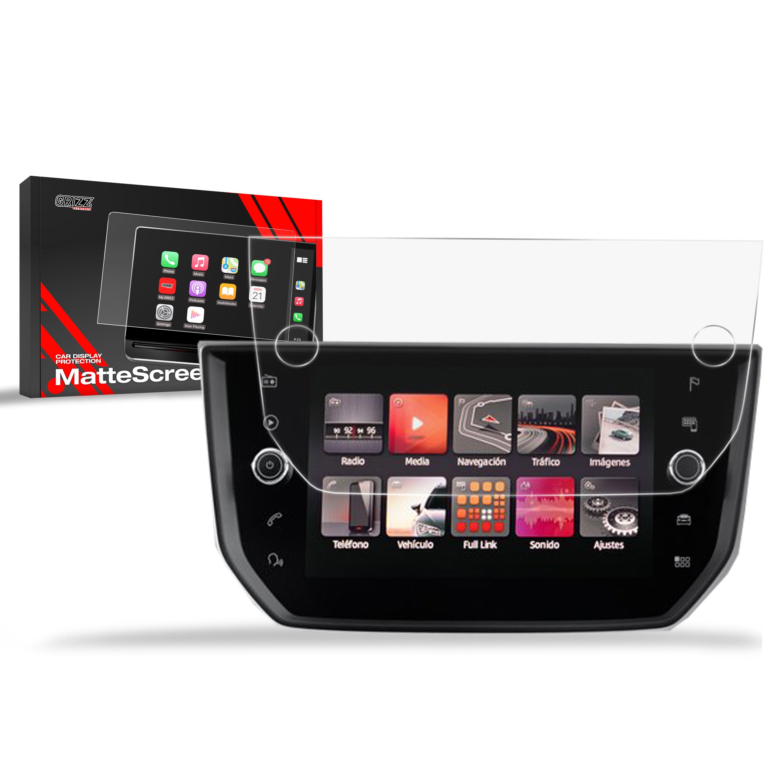 Matte Autodisplayfolie für Seat Arona 8" (2017-2020), Grizz Protector